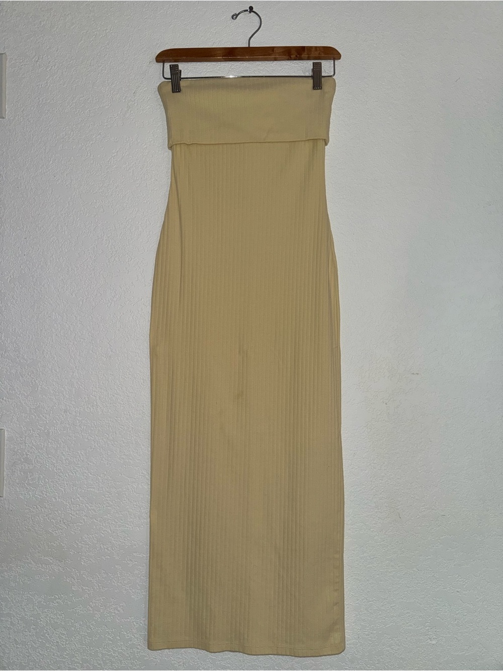 Wild Fable Ribbed Tube Dress in Butter Yellow